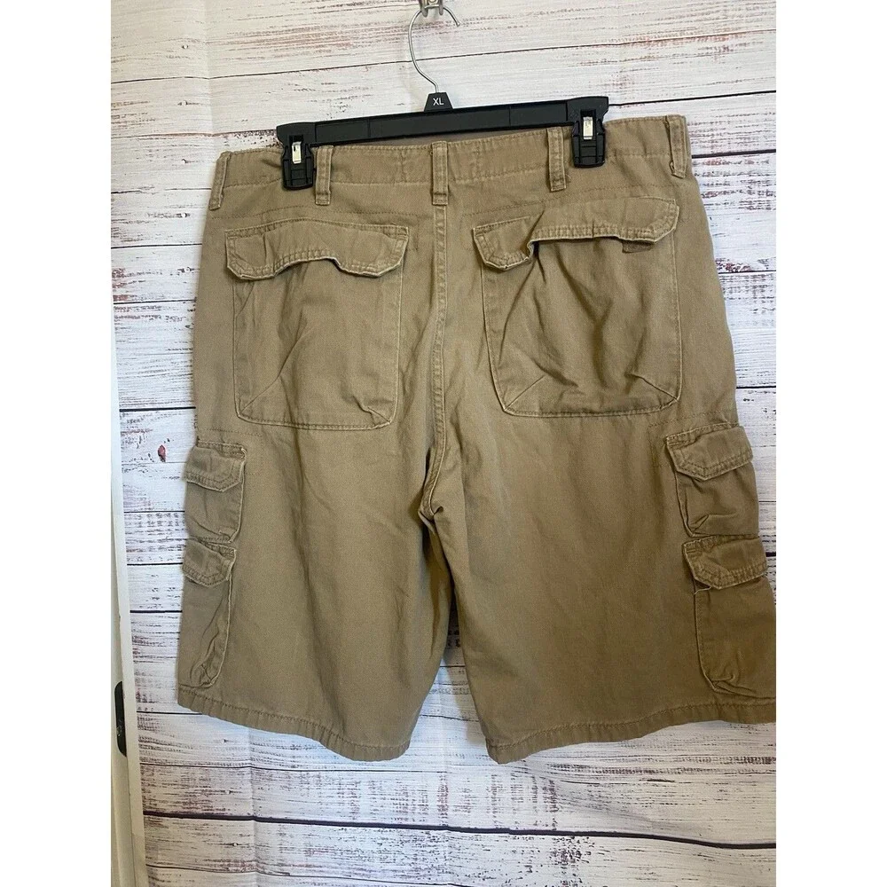 Wrangler Authentics Cargo Shorts Men's Size 34 Tan Cotton Work Utility Shorts